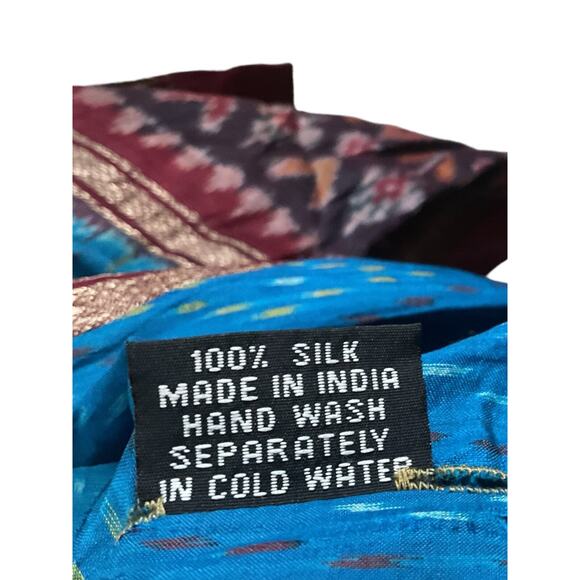 Kashi Silk Jacket Robe Kimono 100% Silk Open Front Boho Hippie One Size - Picture 11 of 12